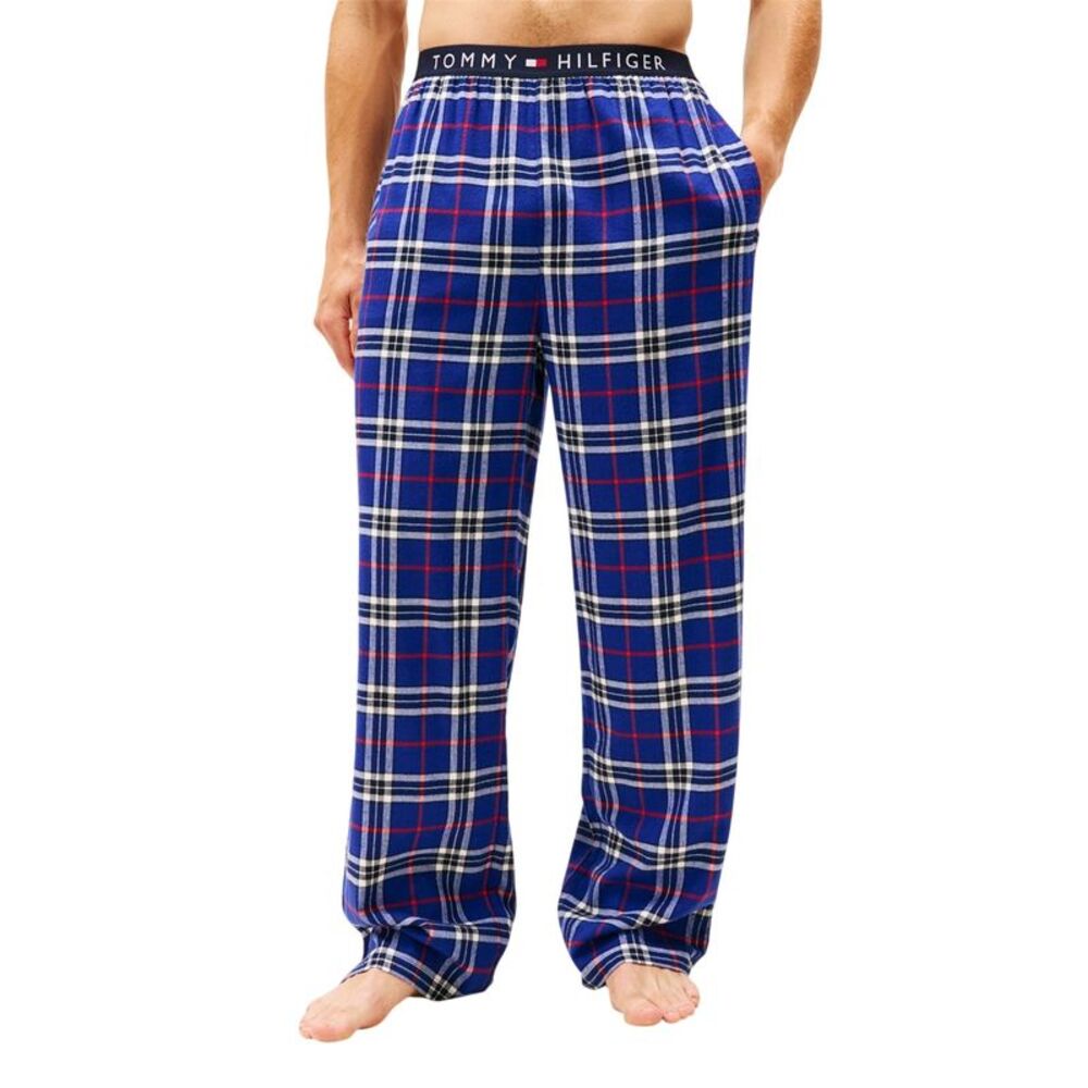 Tommy Hilfiger Mens Flannel Plaid Pajama Bottoms / Blue - Picture 4 of 5
